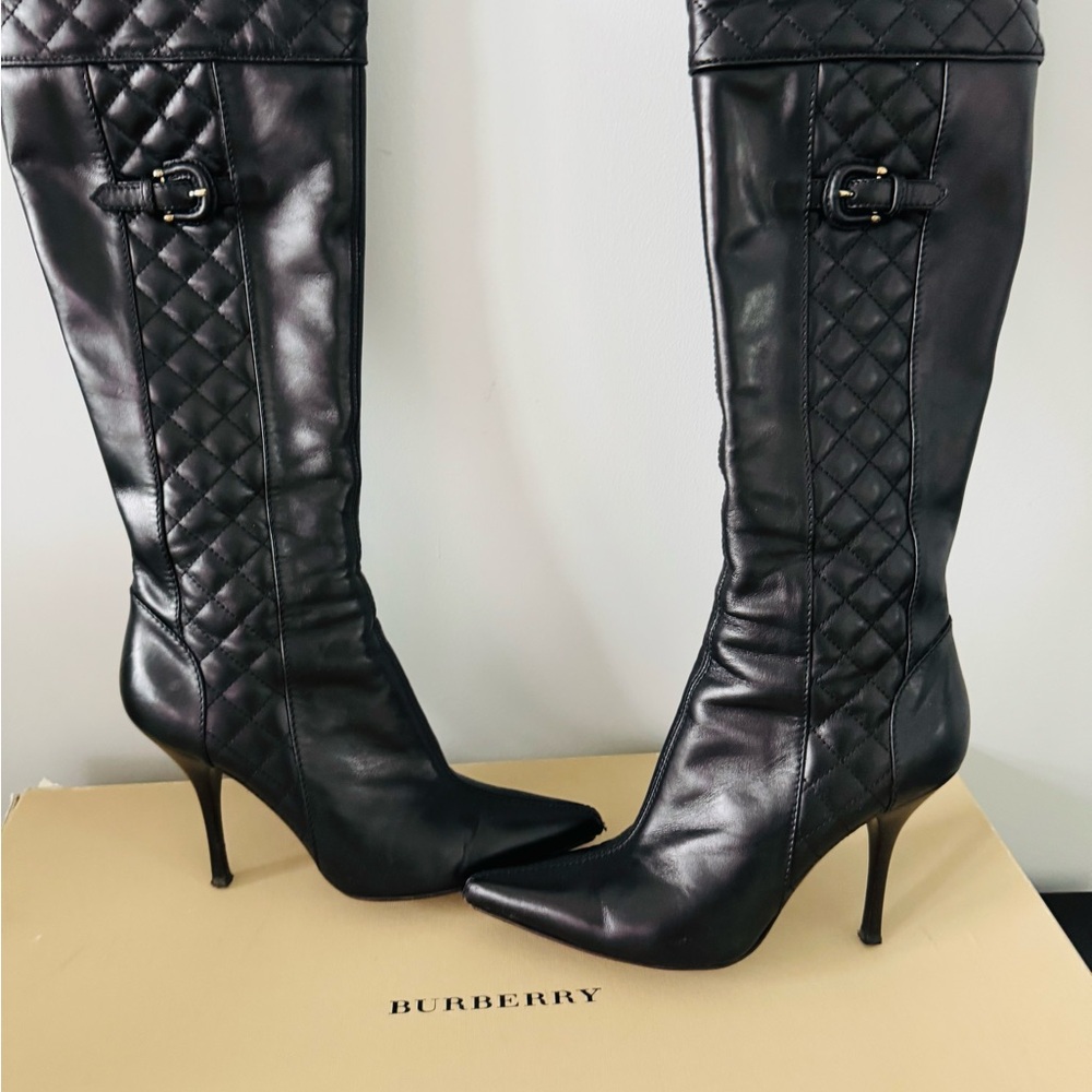 Burberry Quilted Black Leather Heeled Boots - sexy and smart designer boots